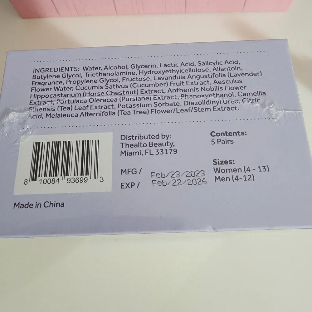 Thealto Lavender Foot Peel Mask 5 Pair New in Box Giftable